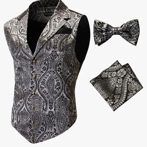 Mens Suit Vest Paisley Floral Victorian Vests Steampunk Gothic waistcoat